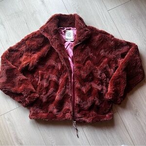 UO Rust Plush Faux Fur Jacket women's size S Urban Outfitters